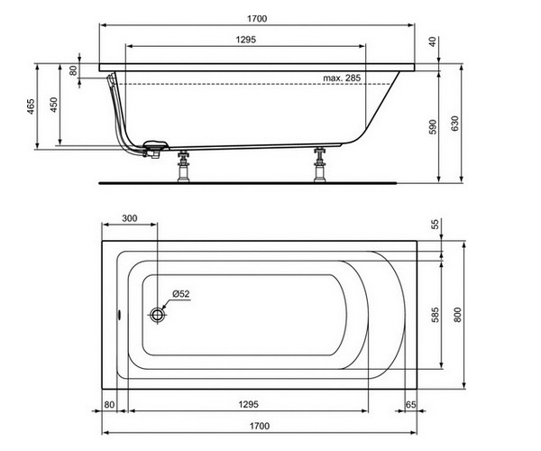 ванна акриловая IDEAL STANDARD HOTLINE 170х80